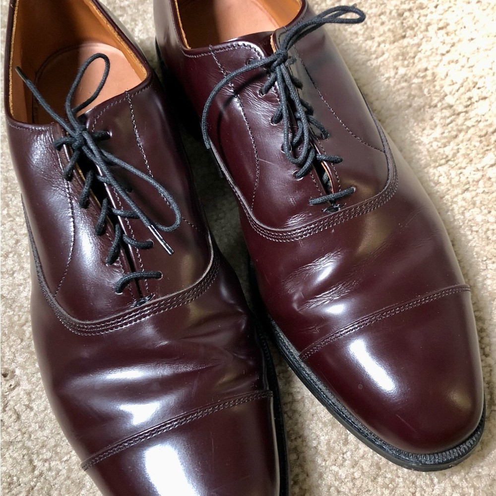 Allen Edmonds Park Avenue Dress Shoes Men's 9.5 Burgundy Leather Cap Toe Oxfords